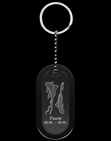 Sternzeichen Fische: Dog Tag Schlüsselanhänger bei GLASFOTO.COM