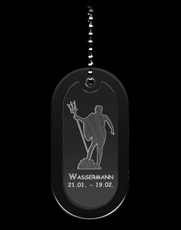 Sternzeichen Wassermann - Dog Tag mit Kette bei GLASFOTO.COM