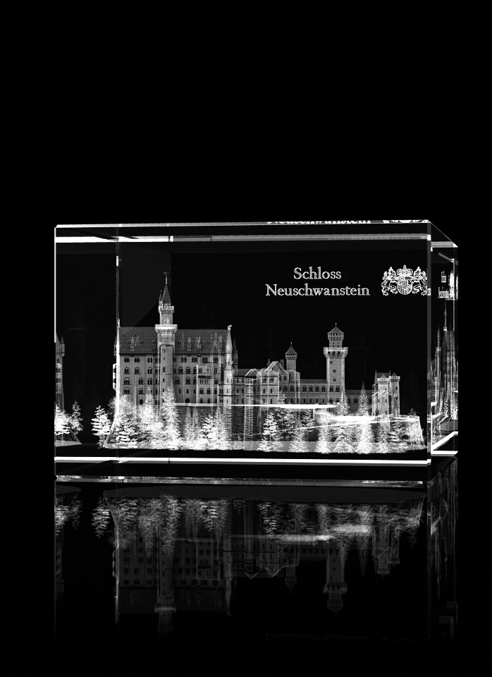 Souvenirs aus Glas : Schloss Neuschwanstein im Quader